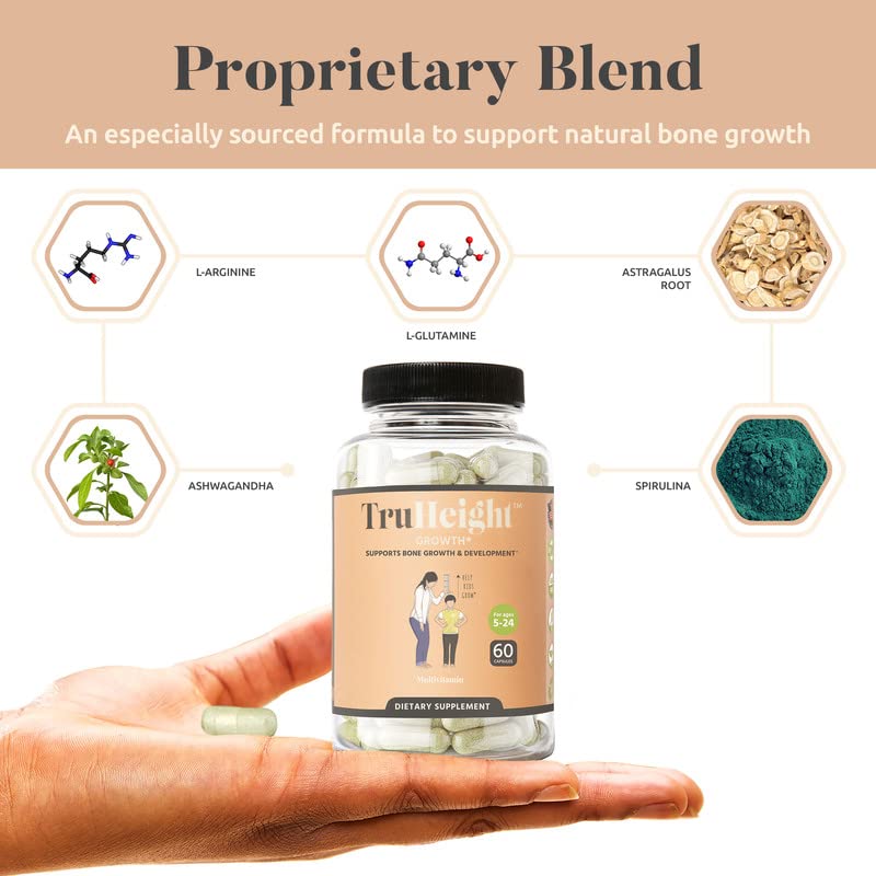 TruHeight Capsules - Natural Height Growth Maximizer for Kids & Teens - Pediatric Recommended - with Ashwaganda & Calcium - Peak Height, Height Increase Vitamins, Supplement for Ages 5+ - Image 4