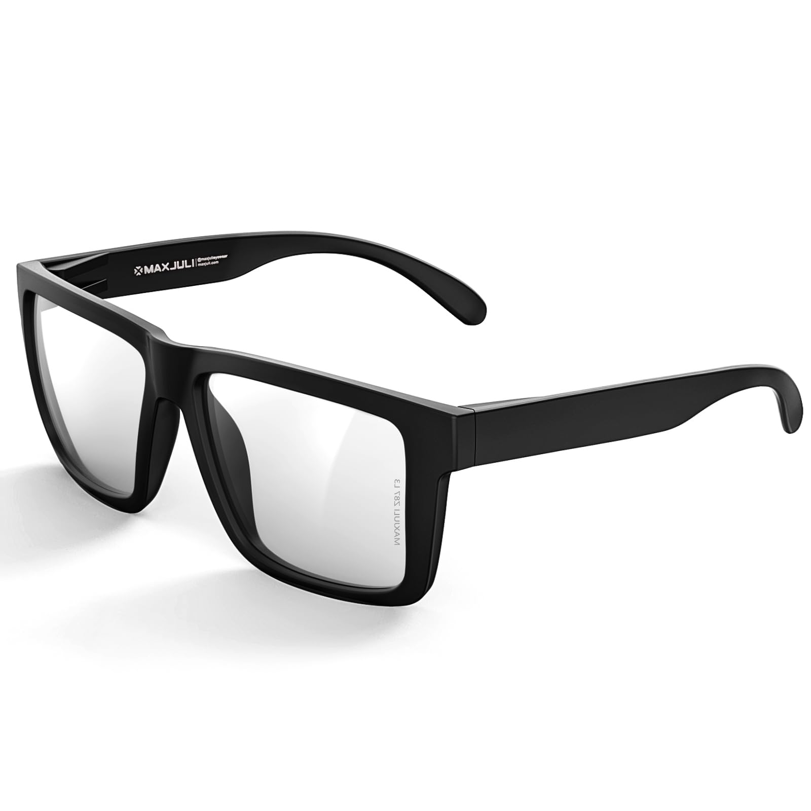 MAXJULI XXL Size Double Extra Large Z87 Sunglasses for Big Wide Heads Men TR90 Ultralight UV400 Protection Glasses (Black/Clear)