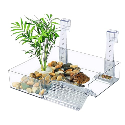 Terrasse De Repos De Tortue Transparente, Plate-Forme De Repos De Reptile Aquatique, Plate-Forme De Repos Suspendue pour Tortues, Accessoires pour Aquarium,...