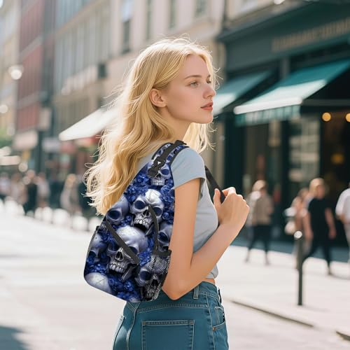 Bolso cruzado para mujer con diseño de calavera azul miniatura 7