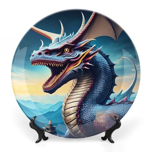 Plato Decorativo Roaring Dragon Bone China 7 pulgadas miniatura 1