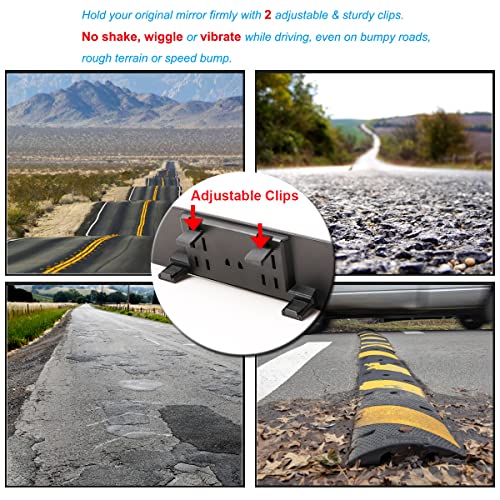 Rear View Mirror, Kitbest 12 Inch Anti Glare Car Interior Rearview Mirror, Universal Panoramic Rearview Mirror – Wide Angle – Convex Curve – Frameless– Clip On Original Mirror For Cars, Suv, Trucks #TOP4