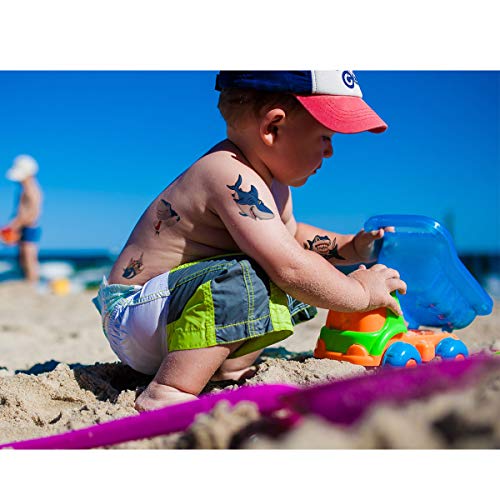 Shark Temporary Tattoos(54Pcs In Large Size) Summer Waterproof Shark Stickers For Boys, Ocean Adventure Party Supplies, Birthday Baby Shower Summer Pool Party Decoration Supplies For Kids And Adults #TOP1