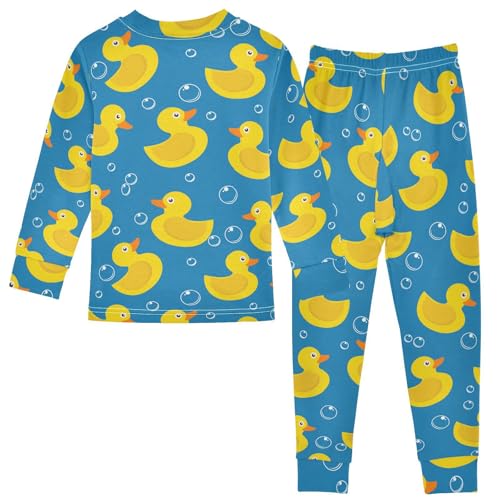 MCHIVER Yellow Rubber Duck Pajamas Set 2 Piece Cotton Pjs Set Long Sleeve Sleepwear Size 18M-8Y2