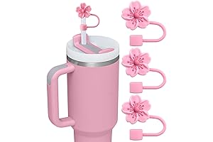 Flower Straw Toppers Pink For Stanley Cup