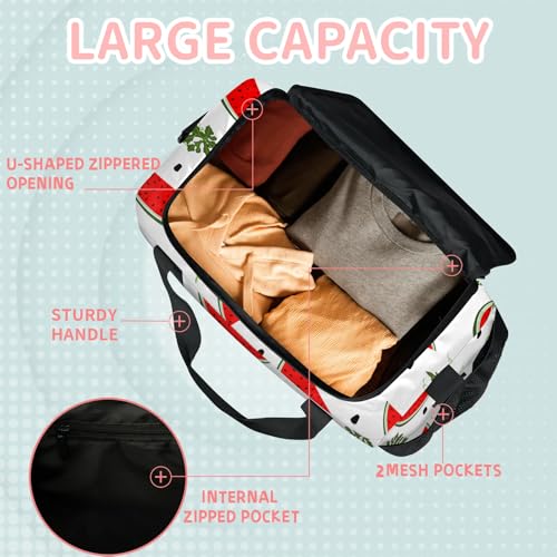 Cool watermelon Travel Duffle Bag - Waterproof weekend luggage bag, men's sports and fitness bag, delivery hospital storage bag, overnight luggage bag with pull rod cover4