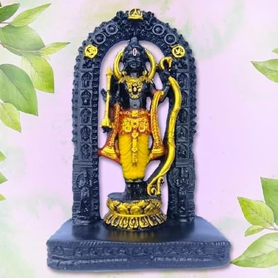 Generic Ram Lalla Idol Ayodhya Mandir Statue Diwali Pooja Idol Pack of 1 (7Inch) - Brown and Black