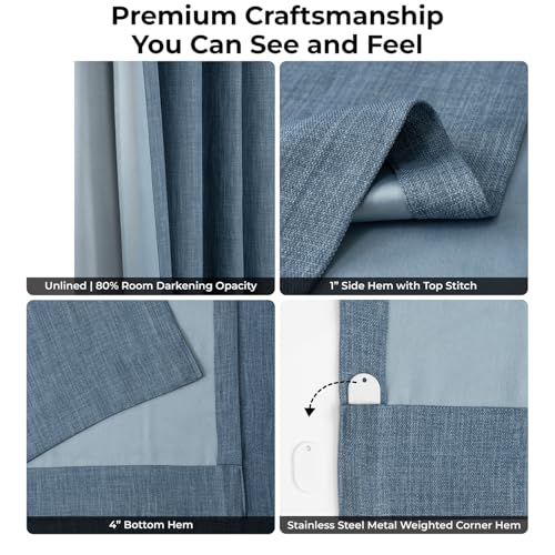 Image of HPD Half Price Drapes Grommet Linen Curtains 120 Inches Long Room Darkening Curtains for Bedroom & Living Room (1 Panel), 50W x 120L, Reverie Blue