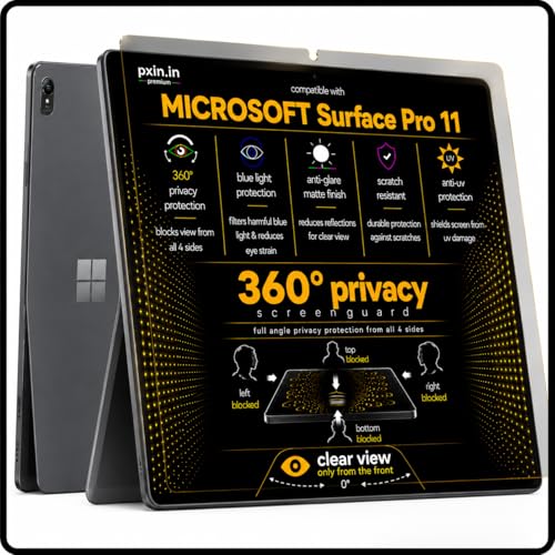 Image of Pxin Tablet Privacy Guard compatible with MICROSOFT Surface Pro 11 | Privacy screen protector | Anti Glare | Anti Spy Screen | Reduces blue light | 360 degree Privacy Screen | Eye Protection