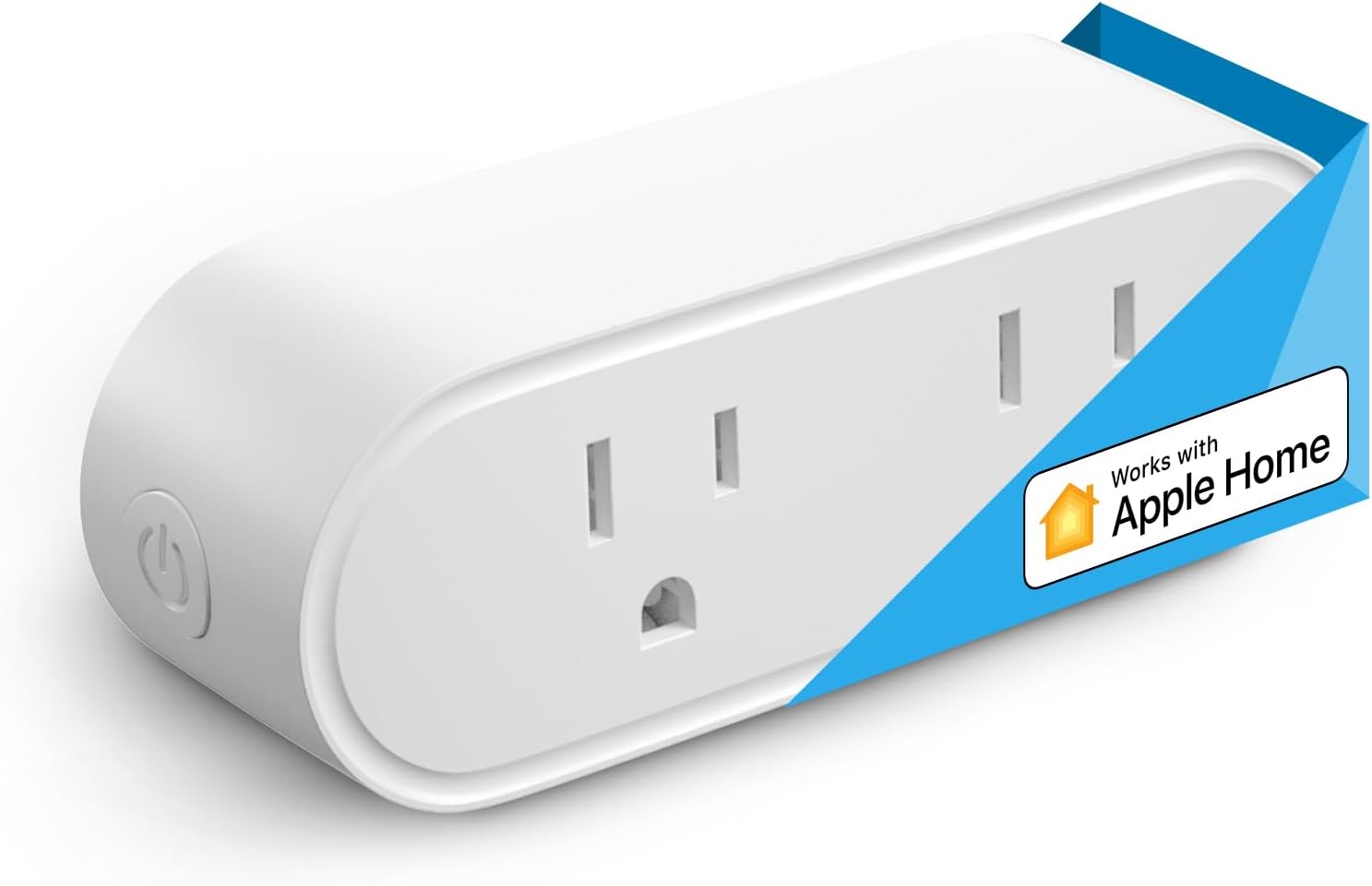 meross WiFi Dual Smart Plug, Smart Outlet Supports Apple HomeKit, Siri, Alexa, Google Assistant & SmartThings, Voice & Remote Control, 10A, Timer, No Hub Required, 2.4GHz WiFi Only, 1 Pack
