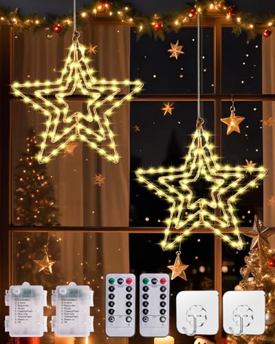 LED Weihnachtsdeko Stern Fenster Beleuchtet mit Timer &...