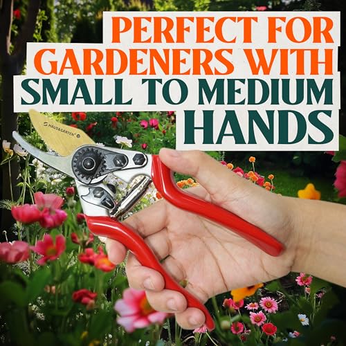 Image of Haus & Garten PrecisionPRO 8 inch Titanium Pruning Shears - Heavy Duty Professional Bypass Pruner - Use As Rose Clippers, Premium Gardening Secateurs, Garden Scissors, Handheld Yard, Tree, & Plant Tool
