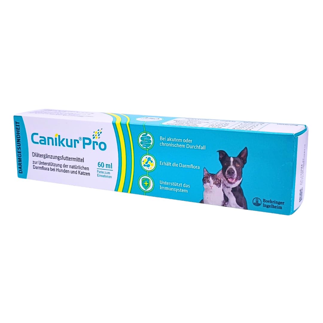 Canikur Pro 60 ml Paste I Diät-Ergänzungsfuttermittel für Hunde & Katzen I unterstützt Darmflora bei Futterumstellung, Antibiotika-Gabe & Verdauungsstörungen I Spar-Set plus Pharma Perle giveaway (1x)