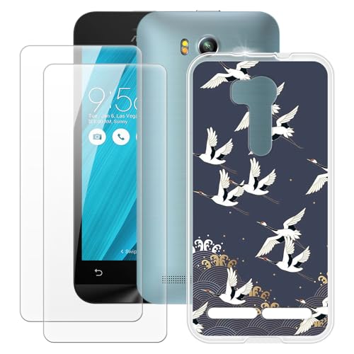 MILEGOO ASUS ZenFone Go TV ZB551KL Funda + 2 Protectores de Pantalla de Vidrio Templado, Ultrafino a Prueba de Golpes, Funda de Silicona Suave TPU para ASUS Zenfone Go ZB551KL (5.5”)