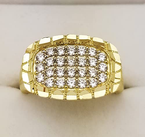 10K Yellow Gold Mens Ring Nugget Frame Ring Oval Shape2