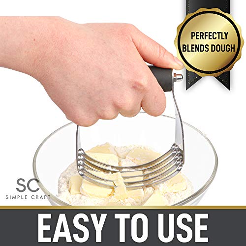 Simple Craft Pastry Cutter For Baking - Stainless Steel Pastry Blender Tool With Comfortable Grip Handle - Heavy Duty Dough Cutters & Dough Blender For Mixing Butter, Flour, and More (Black) - Thumbnail 7
