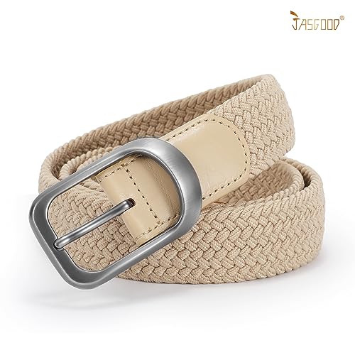 Image of JASGOOD Stretch Belt for Men, Men Women Elastic Woven Braided Belt 1 3 /8 Casual Belt Golf Belt for Jeans Pants