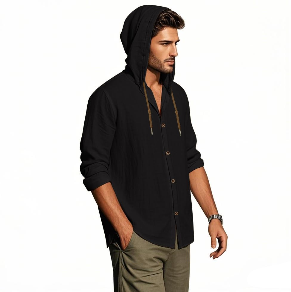 Men Cotton Long Sleeve Button Down Shirt Summer Casual Hawaiian Beach Tops Lightweight Fashion Hoodies3