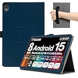 For 山善 YAMAZEN Qriom QA15-80 ケース 8インチ カバー 【BAOLINTX】スタンド機能 角度調整 高級PU レザー 擦り傷防止 磁気吸着 全面保護型 Qriom QA15-80 保護ケース (ネイビーブルー)