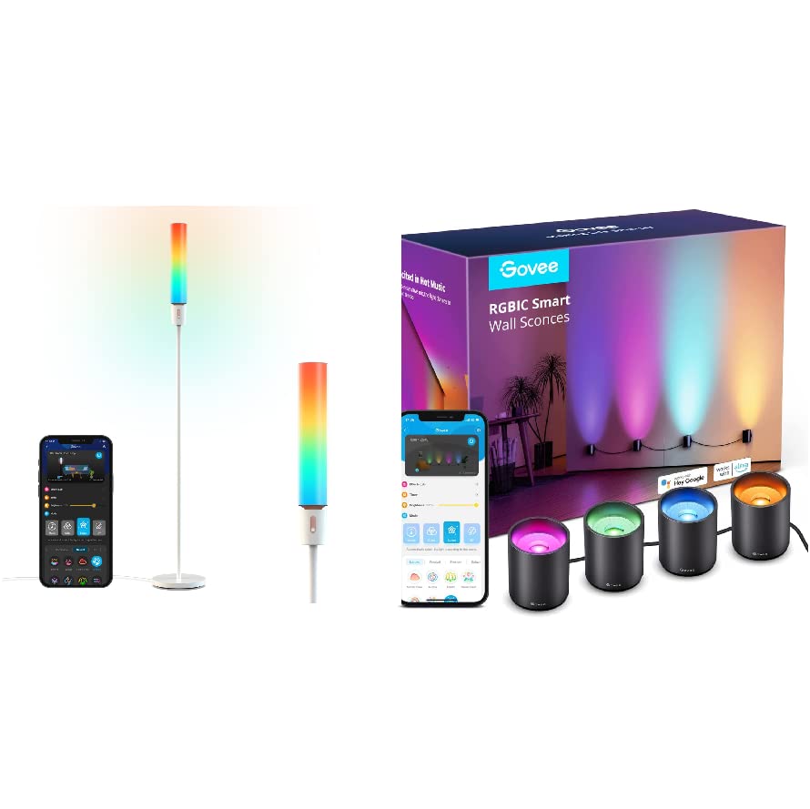 Buy Govee RGBIC Smart Wall Sconces Bundle Cylinder Floor Lamp, LED