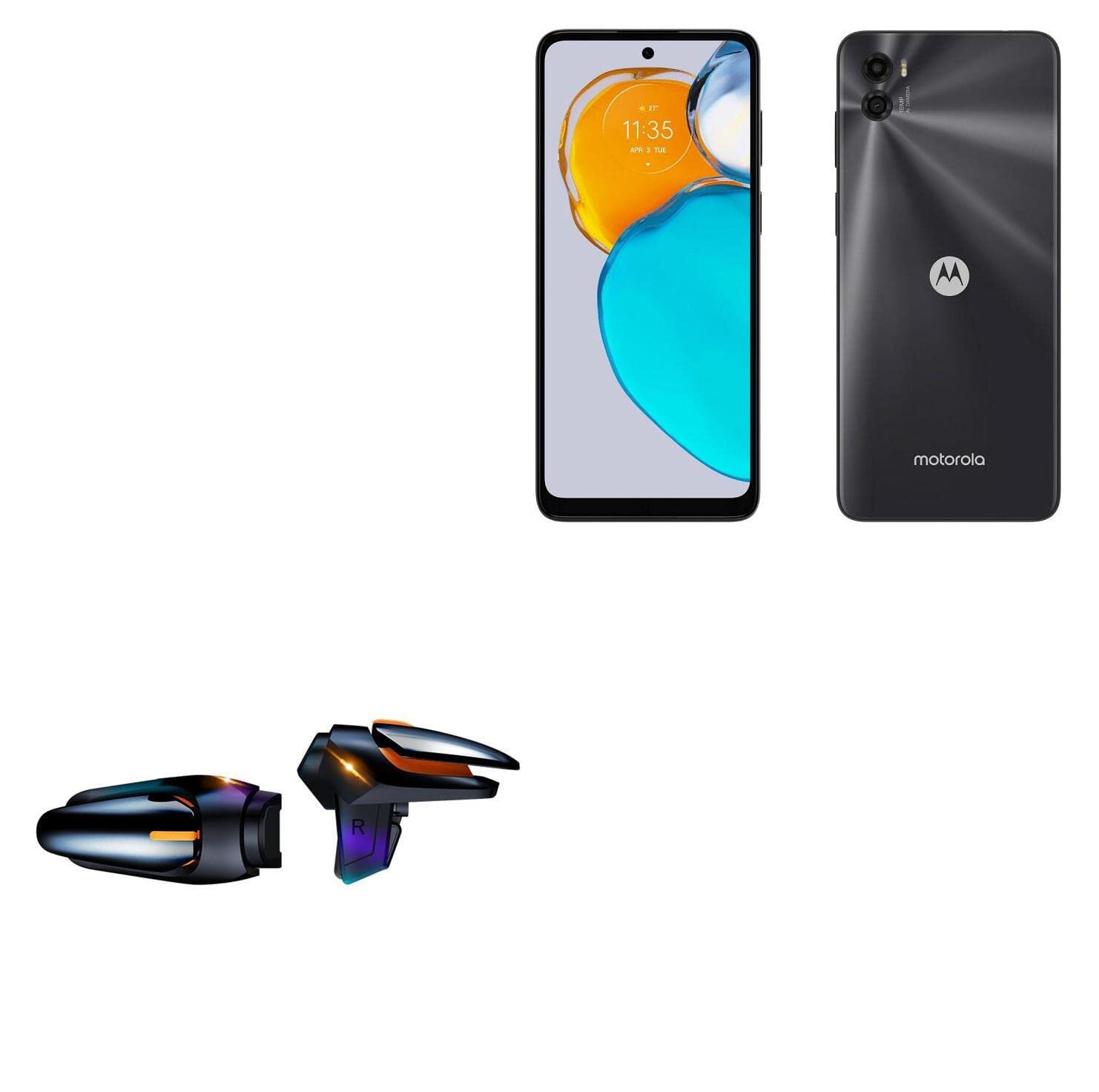 BoxWave Gaming Gear Compatible with Motorola Moto E22s - Touchscreen QuickTrigger Auto, Trigger Buttons Autofire Gaming Mobile FPS - Jet Black