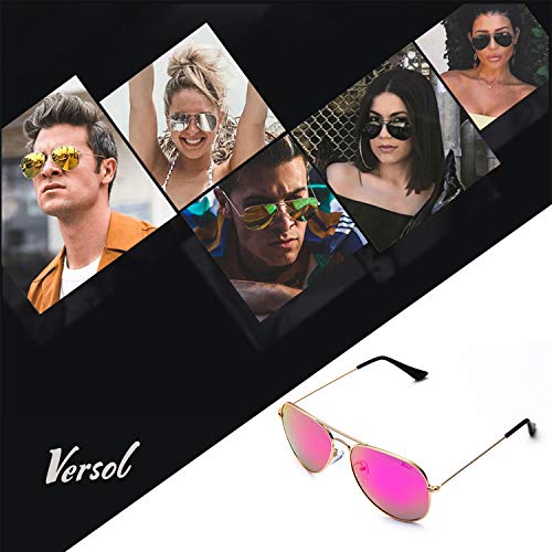 image for Versol Aviator Sunglasses for Men Women Mirrored Lens UV400 Protection