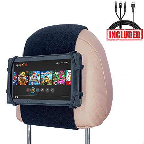 Car Headrest Mount Silicon Holder for Nintendo Switch Console, iPad Mini, Kindle Paperwhite