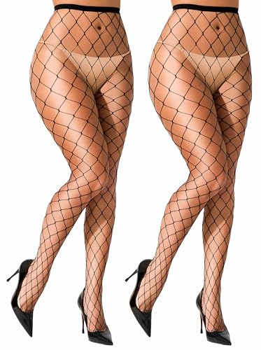 Image of VOAKOW Fishnet Stockings Womens High Waist Fishnet Tights Mesh Stockings For Women