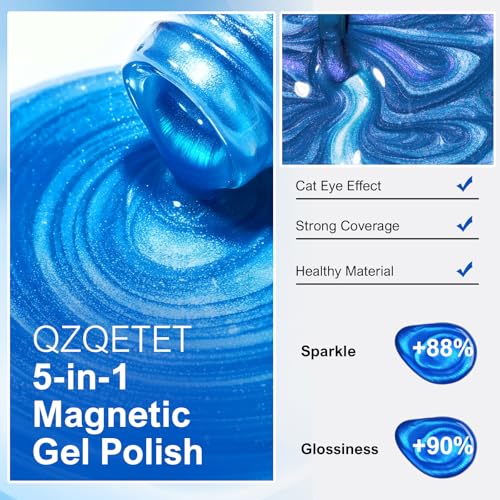 Esmalte de gel cat eye 5 en 1 azul 15 ml miniatura 4