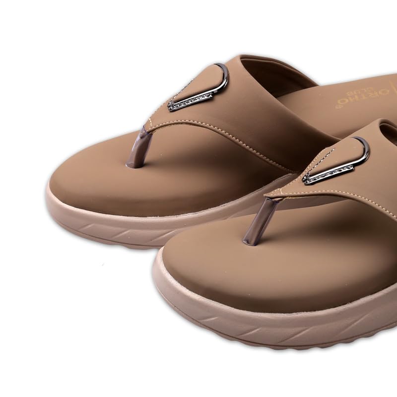 Image of ORTHO CLUB Women's Orthopedic Comfort Sandals - Soft Cushion Footbed, Anti-Slip Sole, Stylish Toe-Ring Design - Lightweight Sandals for Women & Girls