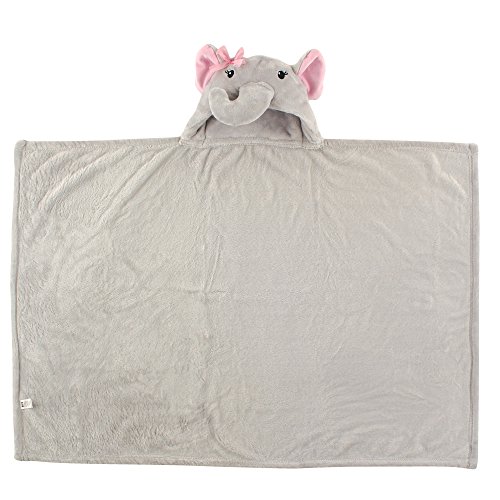 Image of Hudson Baby Unisex Baby and Toddler Hooded Animal Face Plush Blanket, Pretty Elephant, One Size