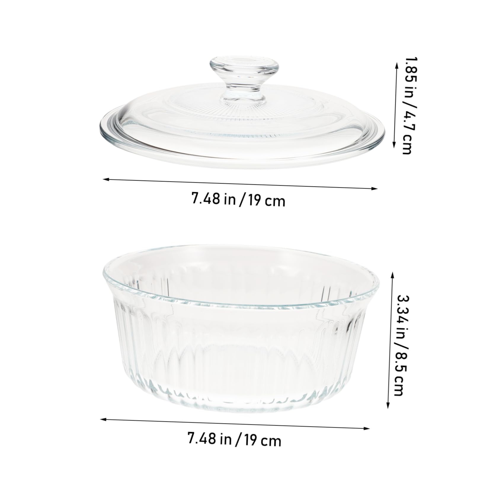 COLLBATH Pirofila in Vetro Borosilicato 1,6l Rotonda con Coperchio, Riscaldamento Uniforme, Facile da Pulire, per Forno e Cucina