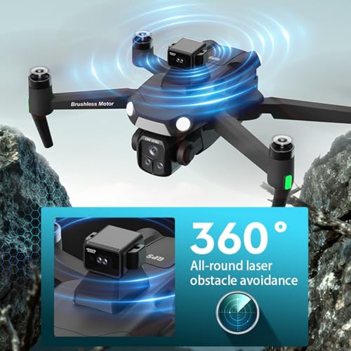 Drone with 8K Camera Drones for Adults,4.5-inch LCD High-definition Large Display Screen Remote Control Quadcopter,3 Batteries, 5G HD Brushless GPS Drone Auto Return, Obstacle Avoidance (Black and Orange) (Black) - Image 6