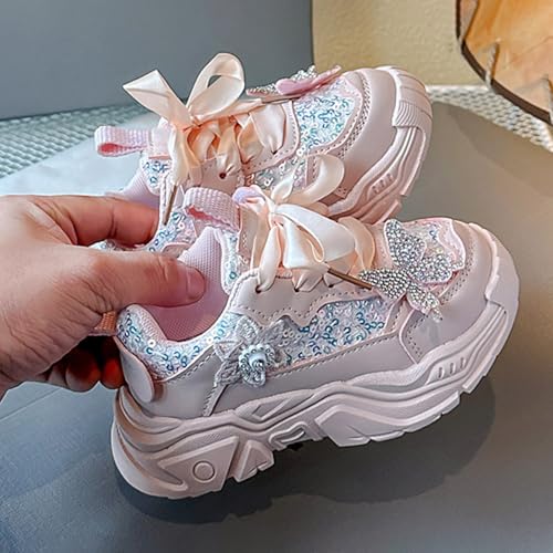 Girls Sneakers Bow Lace Embroidery Running Sport Shoes Kids Cute Breathable Outdoor First Walking Non Slip Sneakers2