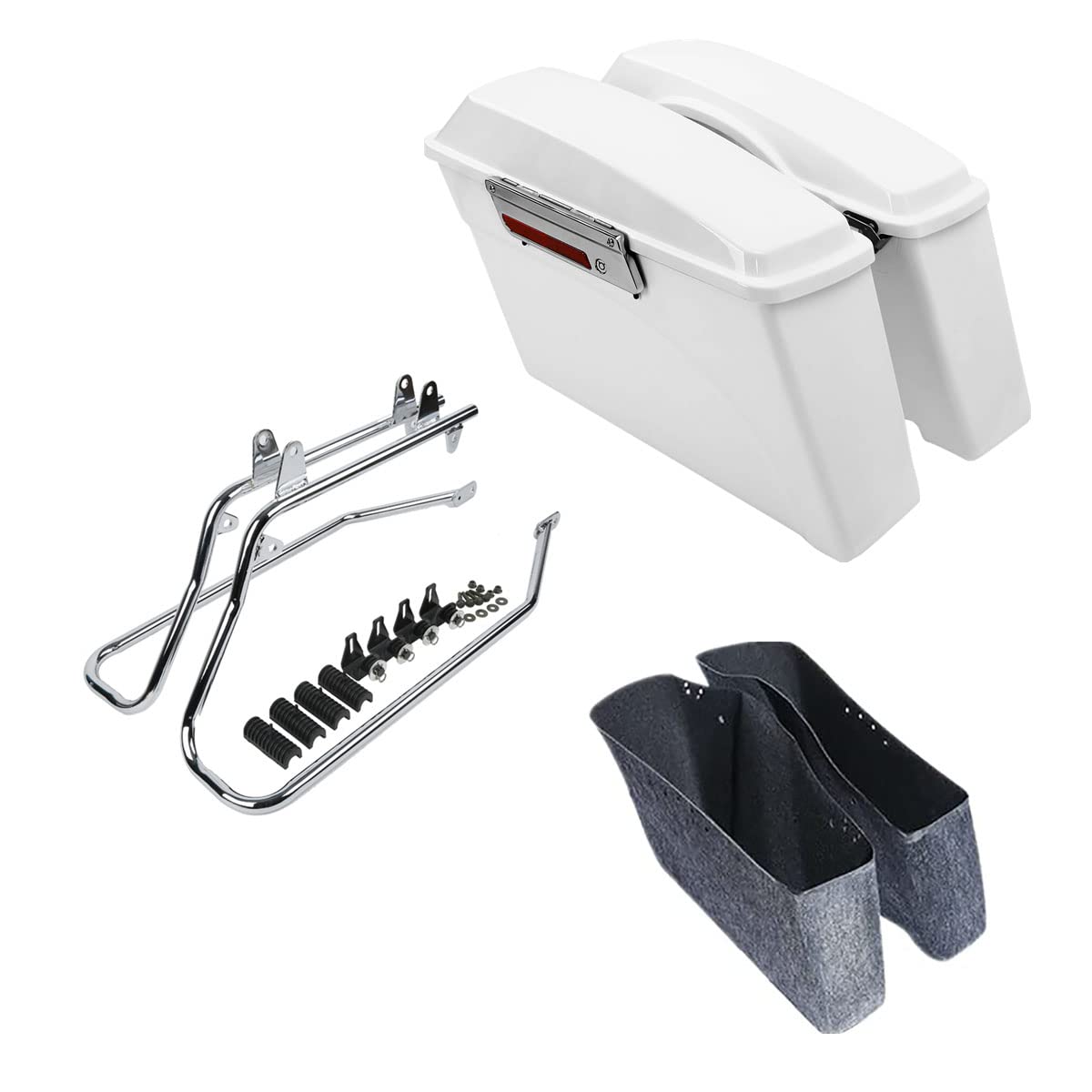 TCMT Hard Saddlebag &amp; Liners Carpet Insert + Conversion Bracket Kit Fits For Harley Heritage Softail Softail Deluxe 1984-2017(except for Deuce Model Softail Slim Models)