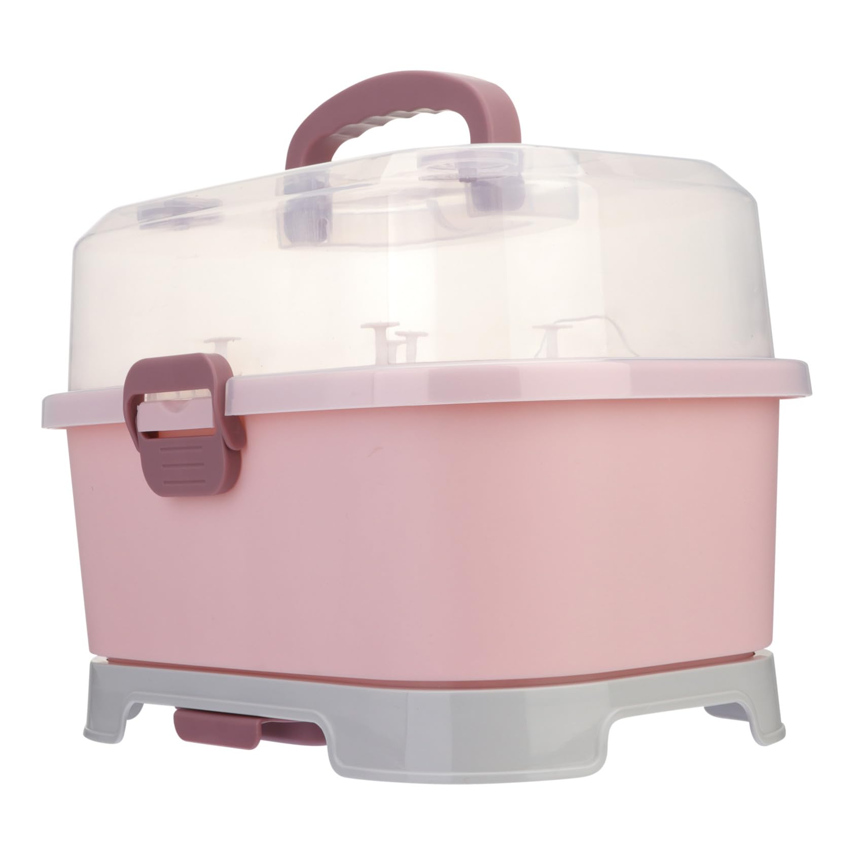 Abaodam Trockengestellbox für Babyflaschen und Stillzubehör Aufbewahrungsbox aus Pp in Rosa mit Abdichtung Ausreichend Stauraum für Schnuller und Spielzeug für Zuhause und Reisen