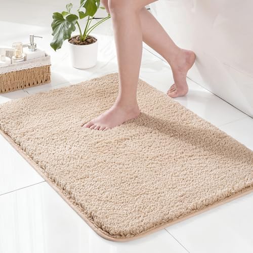 Exclusivo Mezcla Alfombra de Baño de Microfibra - Antideslizante, Absorbente y Extra Suave, Secado Rápido y Lavable a Máquina, para Baño, Ducha y Decoración, 40 x 60 cm, Camel Sólido