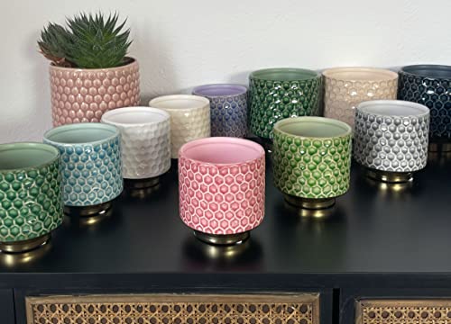 Nordring Ceramic Flower Pot Goldy - colorful Planter, Pot for plants sukkulents Size S (10 cm ø) Dia 4.125'' H 3.875'', Stoneware, rose - Image 4
