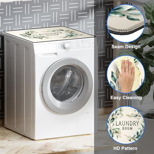 Image of Non-Slip Washer & Dryer Top Cover Mat Dust-Proof Protective Pad with Absorbent Surface & Rubber Backing, Waterproof & Heat Resistant Laundry Room Decor (Laundry Room-3, 23.6 inch x 19.7 inch)