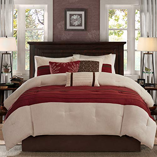 Madison Park - Palmer 7 Piece Comforter Set -Red - King - Pieced