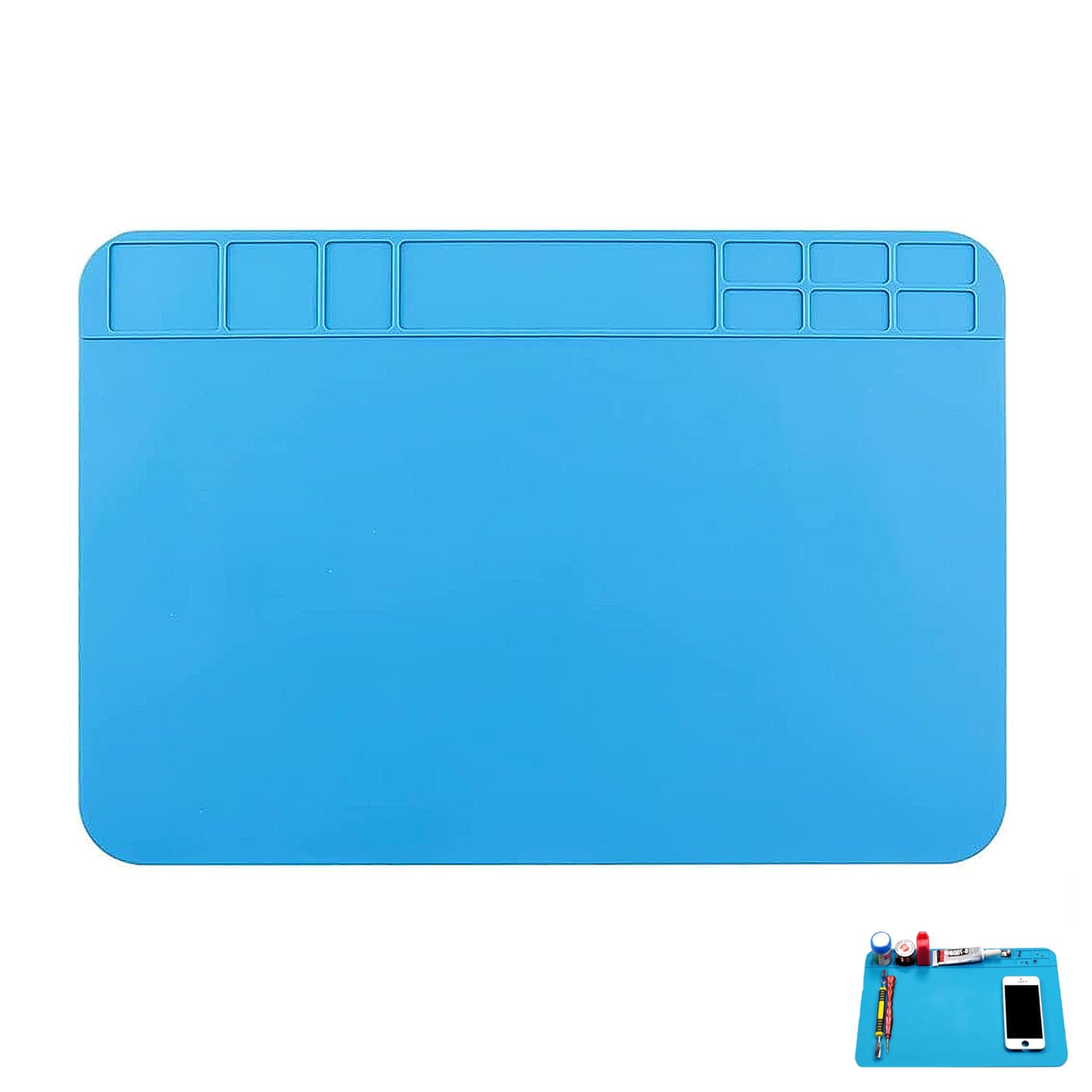 Soldering Mat, Solder Mat, Silicone Work Mat, Soldering and Repair Mat Silicone, for Electronic, Phone Laptop Watch Repair(Blue)