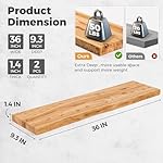 36" Rustic Elm Wood Floating Shelves for Wall, 9.3 Inch Deep Live Edge Wall Shelves for Storage, Wall-Mounted Display Shelves with Invisible Bracket for Living Room Bedroom Kitchen, Set of 2, Natural - Image 3