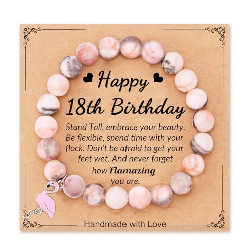 Flamingo Birthday Gifts for Women, 18th Birthday Gifts for Teen Girls, Flamingo Bracelet for Granddaughter Daughter Sister Niece Friends