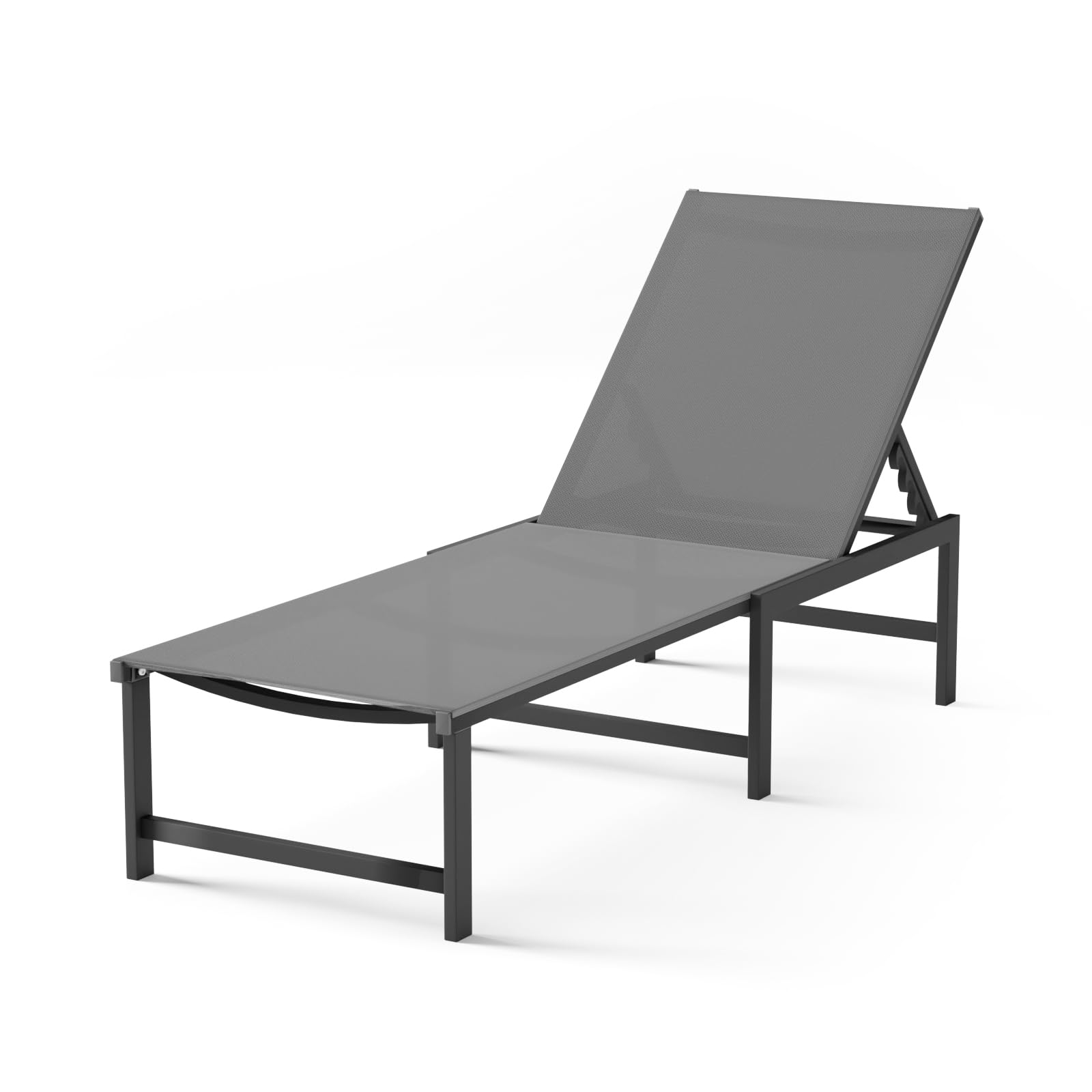 Chaise Lounge Chair Outdoor,Aluminum Patio Lounge Chairs,Lounge Chairs with 5 Adjustable Backrest for Outside Beach Lawn and Backyard,Gray