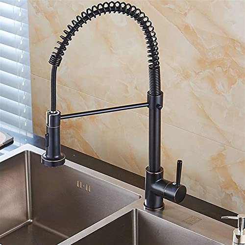 Robinets, robinets d'évier de Cuisine de Style européen Pot de légumes Noir Ancien Type de Traction Spcold Robinet de Chaleur Douche Colonne d'eau Double...