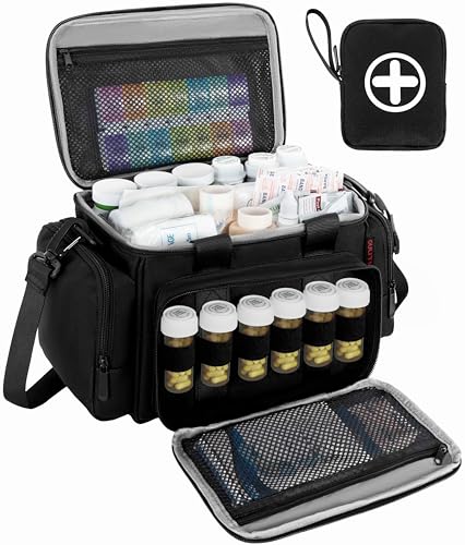 IPEB bolsa de primeros auxilios vacía, bolsa médica profesional grande, para enfermeras, médico de familia, cuidado en el hogar, viaje o emergencia, Negro
