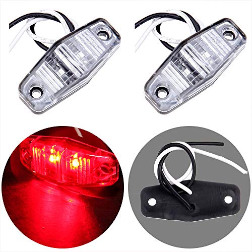 Lbrst 2.5" Clear Lens Led Truck Trailer Light Oval Red Side Fender Marker Lights Waterproof Sealed Surface Mounted Mini Led Clearance Identification Lights ( 2 Pcs ) #TOP2