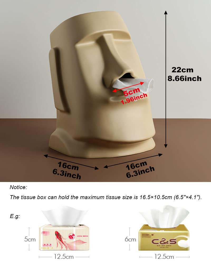 Dispenser Fazzoletti Moai – Porta-tessuti Decorativo In Resina, 18x14,5x32 Cm, Design Giapponese