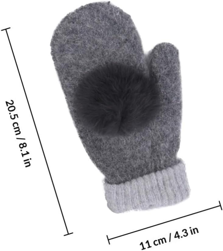 Totority Fleece Lined Thermal Mittens 2 Pairs Warm Wool Outdoor Gloves Full Finger Winter Mittens for Women Black and Dark Gray Cold Weather Accessories
