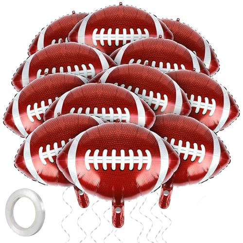 Fovths 12 Pieces Inflatable Football Balloons 18 Inches Footballs Foil Balloons Themed Birthday Party Decorations for Sports Graduation Party Supplies Football